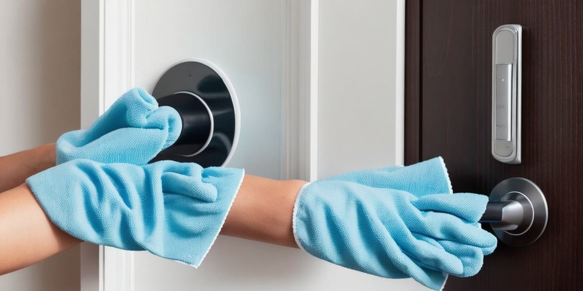 How can I effectively clean door handles to prevent the spread of germs and bacteria